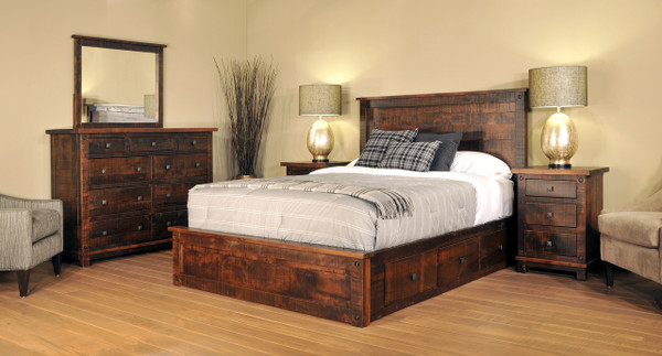 King: HB-84"W x 54"H/FB-84"W x 22.5"H x 87"L
Queen: HB-66"W x 54"H/FB-66"W x 22.5"H x 87"L
Double: HB-57"W x 54"H/FB-57"W x 22.5"H x 81"L
Single: HB-42"W x 54"H/FB-42"W x 22.5"H x 81"L

King Bed With Storage Rails: HB-84"W x 54"H/FB-84"W x 22.5"H x 87"L
Queen Bed With Storage Rails: HB-66"W x 54"H/FB-66"W x 22.5"H x 87"L