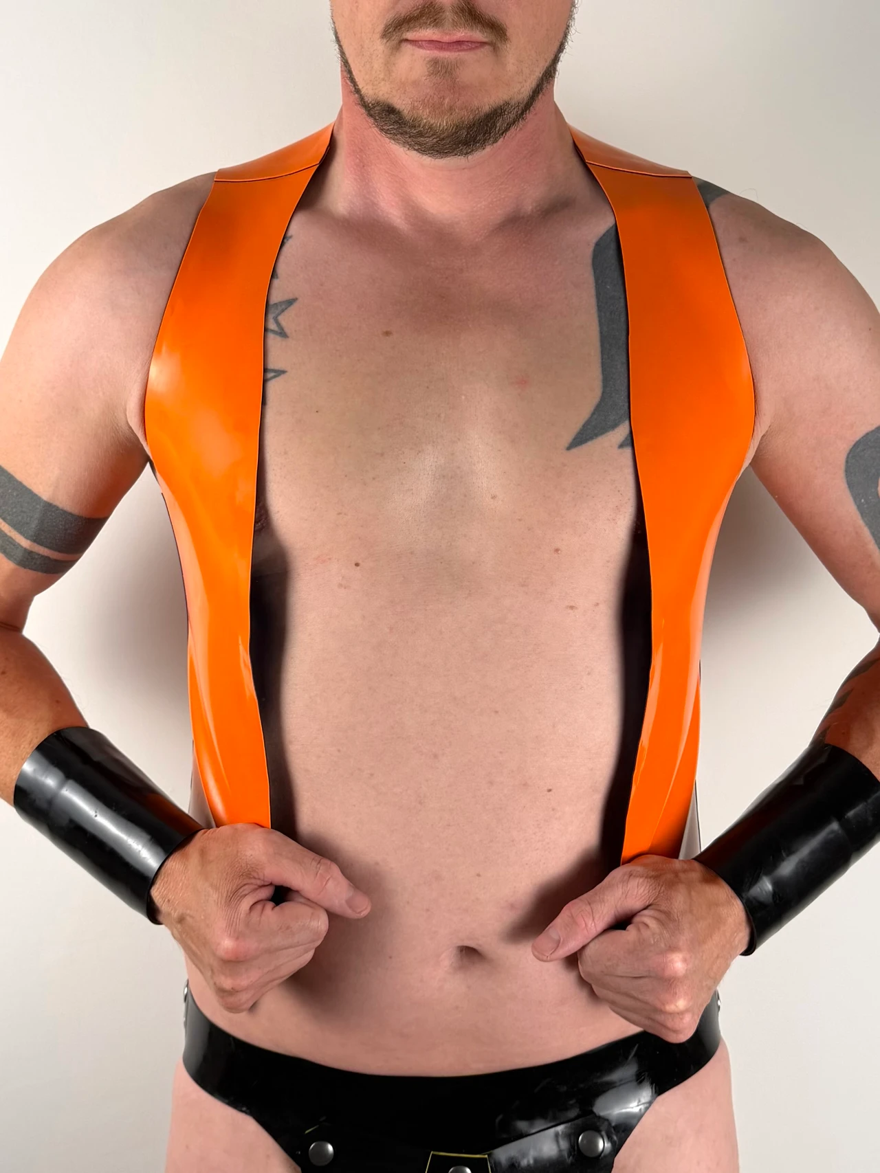 Custom colour latex rubber waistcoat by Restrict Gear