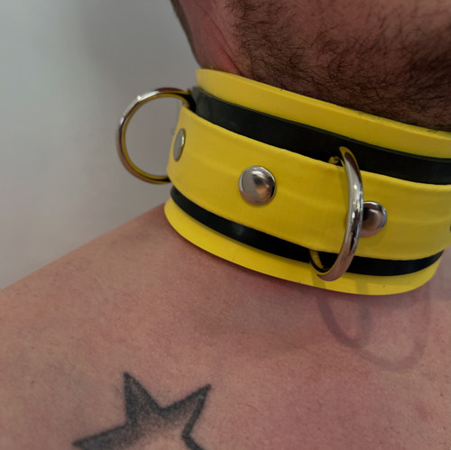 Sample - Skinslick - Collar  - Solid Latex Bondage Collar Yellow and Black ONLY - Usually £145 - Now £90