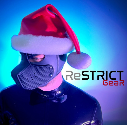 SAMPLE _  Red Leather Santa Hat with White Trim - was £135 NOW £100