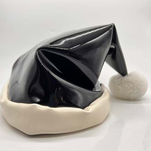 Black Latex Santa Hat with Wool Bobble - Was £135 - 2 left £100 each Black Latex Santa Hat with Wool Bobble - Was £135 - 2 left £100 each