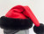 Red Leather Santa Hat with Black Trim