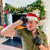 SALE  - Red Leather Santa Hat with White Trim - was £135 NOW £100