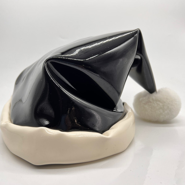 Black Latex Santa Hat with Wool Bobble by Restrict Gear — product image 1