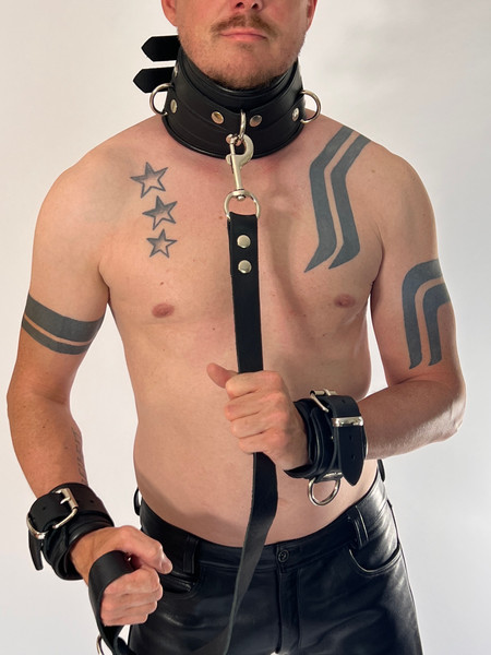 Max Leather Bondage Collar by Restrict Gear — product image 1