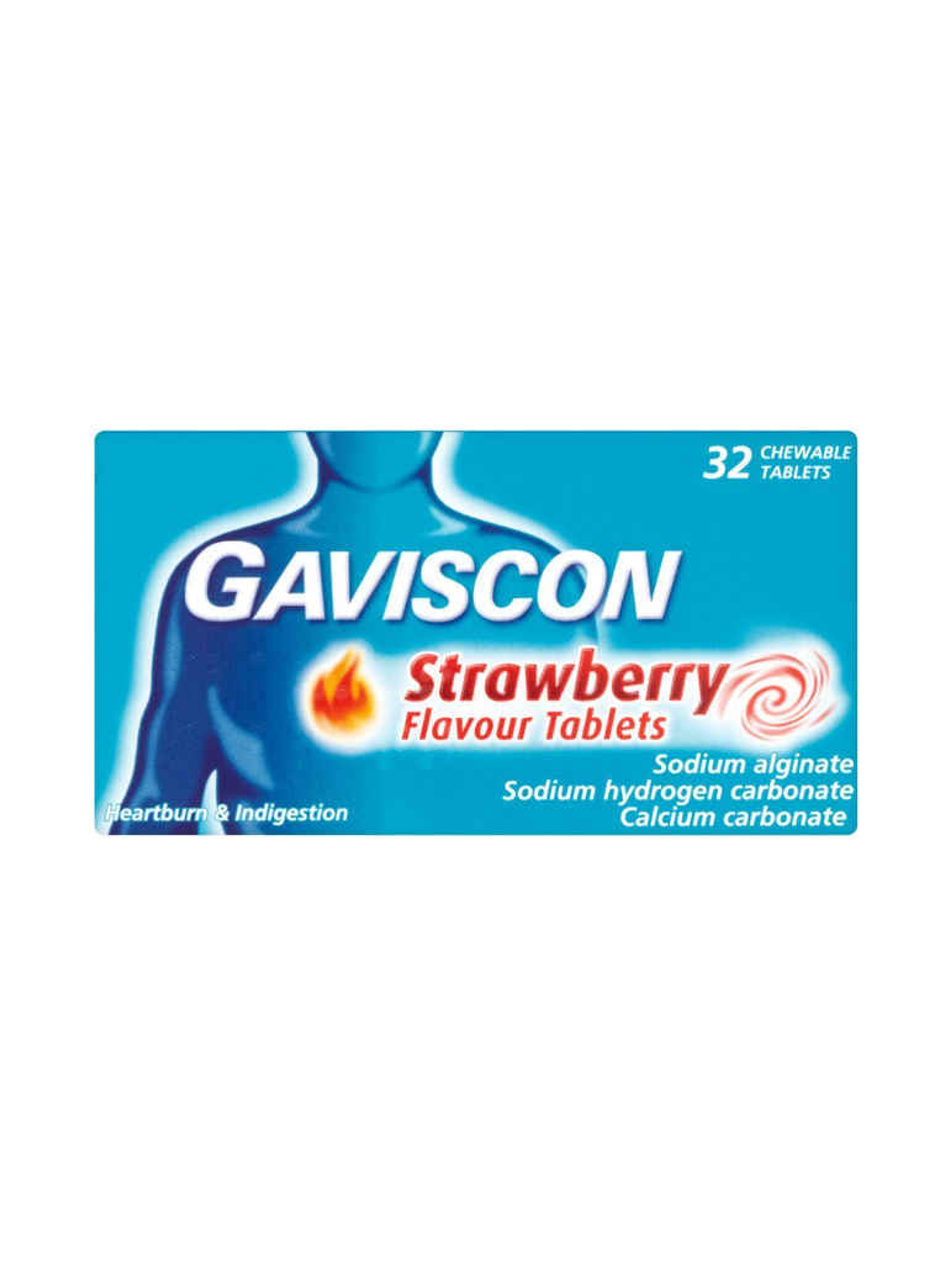 Gaviscon Heartburn and Indigestion strawberry Flavour 32 Tablets withaid