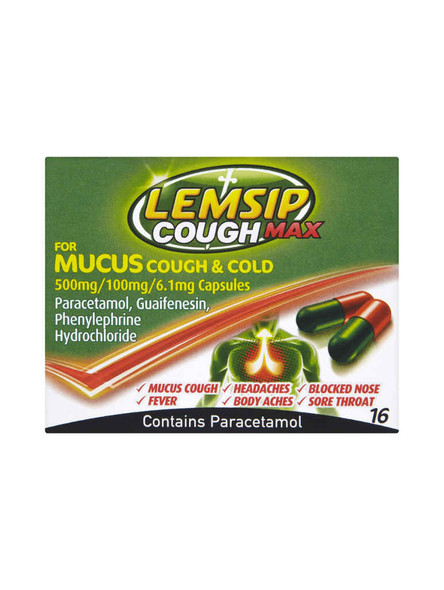 Lemsip Cough Max for Mucus Cough & Cold 16 Capsules