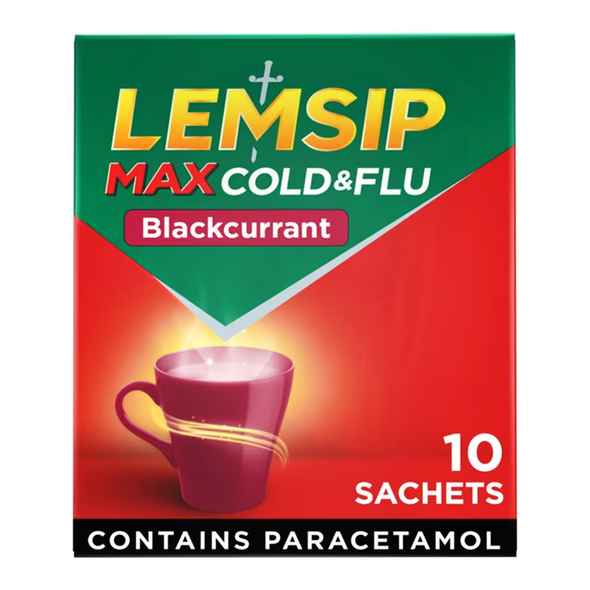 Lemsip Max Cold & Flu Blackcurrant Sachets 10