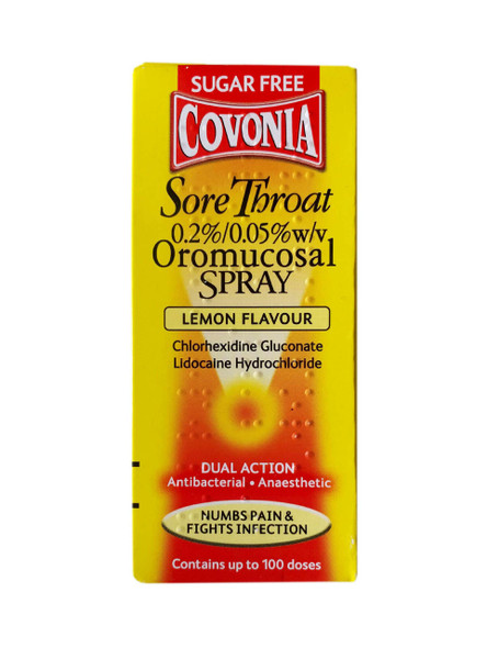 Covonia Lemon Antibacterial Sugar Free Sore Throat Spray 30ml