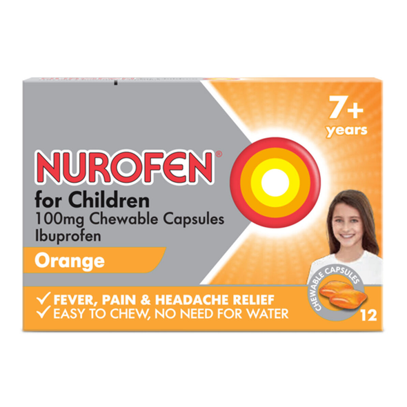 Nurofen for Children 7+ Years Orange Chewable Capsules 12