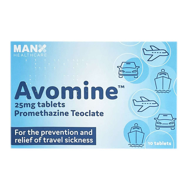 Avomine Travel Sickness Promethazine 25mg 10 Tablets
