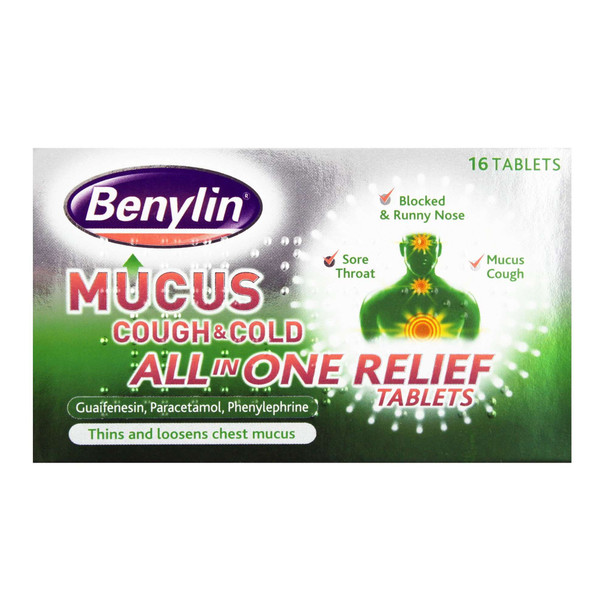Benylin Mucus Cough & Cold All in One 16 Tablets