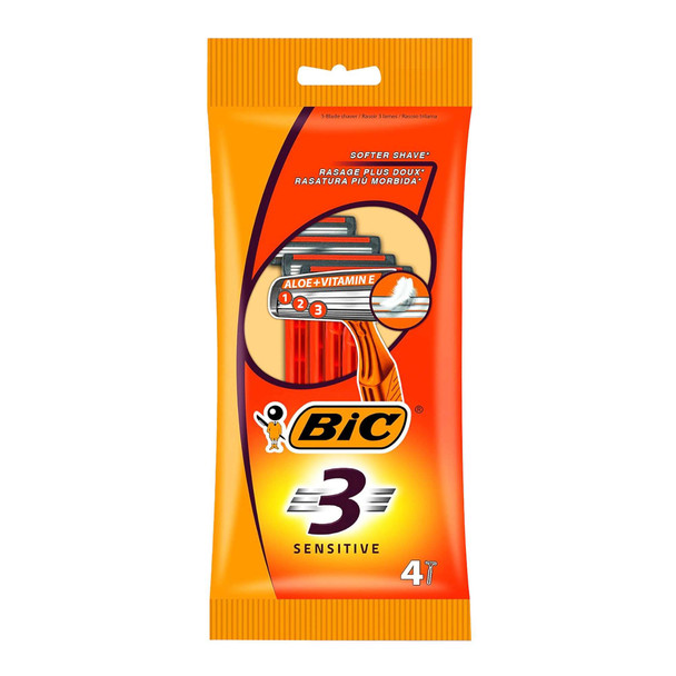 BIC 3 Sensitive Lubricating Strip for Sensitive Skin 4 Pack