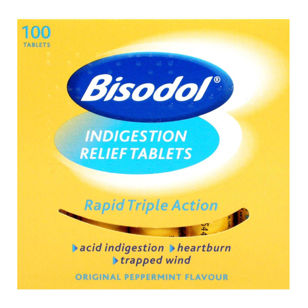 Bisodol Indigestion Relief Original Peppermint 100 Tablets