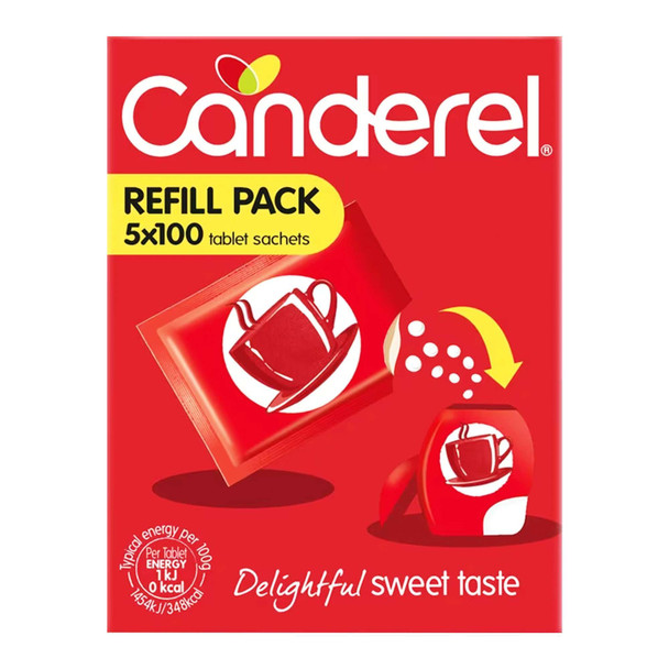 Canderel Red Aspartame Sweetener 500 Tablets Refill Pack