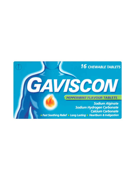Gaviscon Heartburn Indigestion Relief Peppermint 16 Tablets