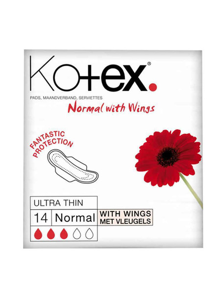 Kotex Ultra Thin Normal Pads with Wings 14 Pack