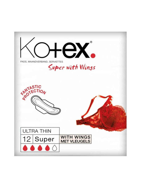 Kotex Ultra Thin Super Pads with Wings 12 Pack