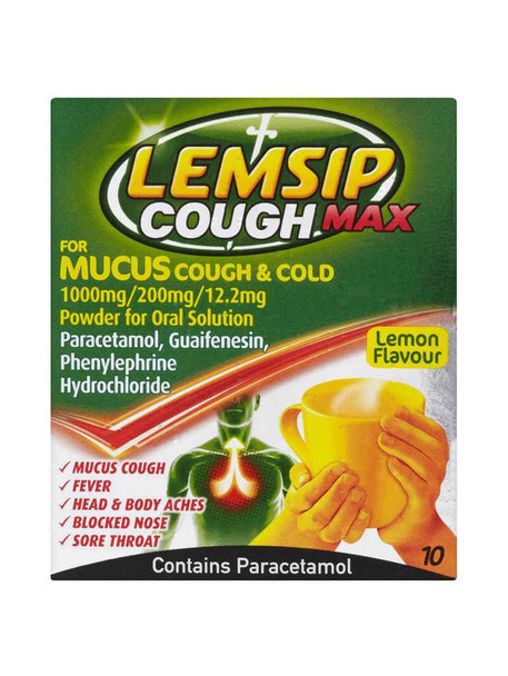 Lemsip Cough Max for Mucus Cough & Cold Lemon 10 Sachets