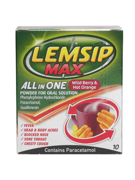 Lemsip Max All in One Wild Berry & Hot Orange 10 Sachets