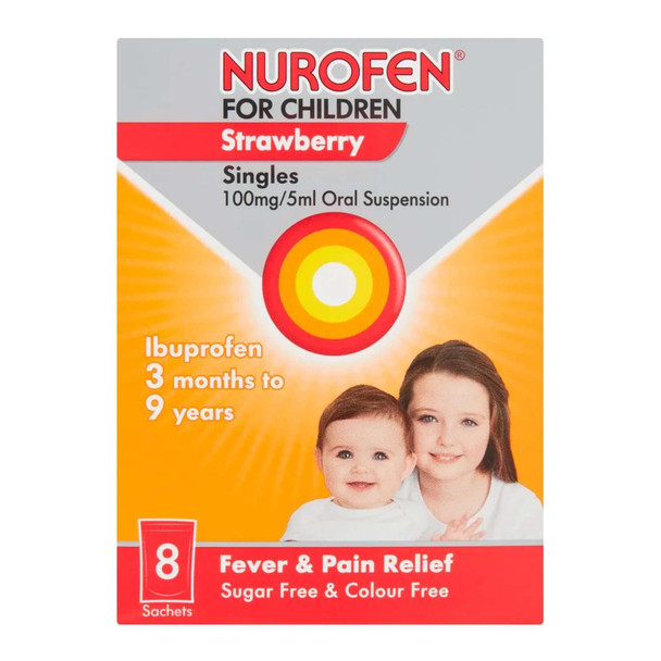 Nurofen Strawberry Singles 8 x 5ml Colour & Sugar Free Sachets