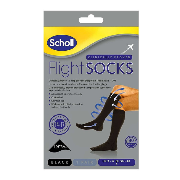 Scholl Flight Socks for Shoe Sizes UK3-6 Black