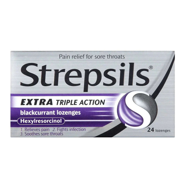 Strepsils Extra Triple Action Blackcurrant 24 pack