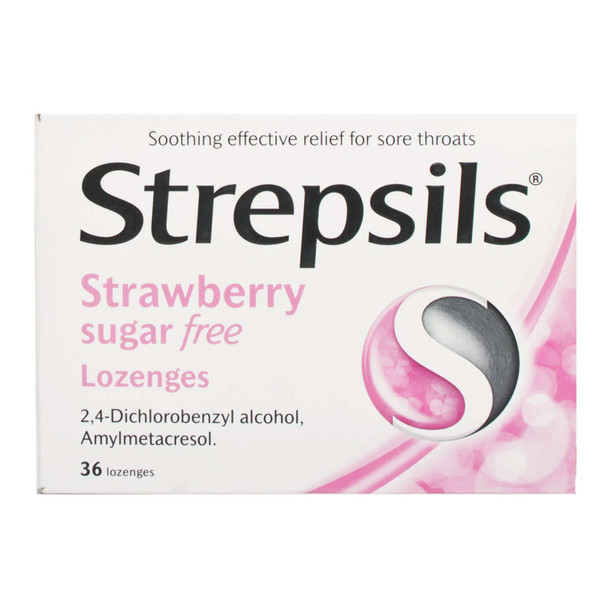 Strepsils Strawberry Sugar Free 36 Lozenges