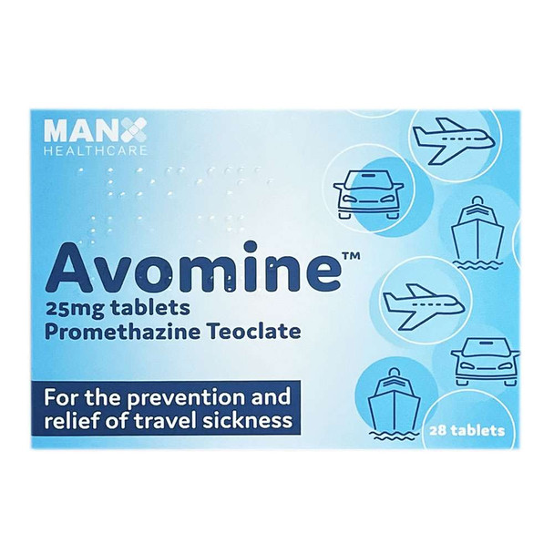 Avomine Travel Sickness Promethazine 25mg 28 Tablets