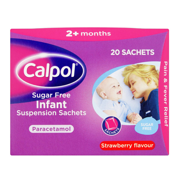 Calpol Sugar Free Infant Suspension Strawberry Flavour Sachets 20