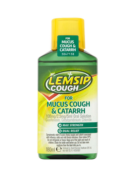 Lemsip Cough Mucus Cough and Catarrh Oral Solution 180ml