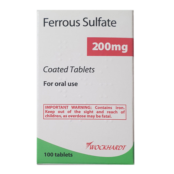 Wockhardt Ferrous Sulfate 200mg 100 Tablets