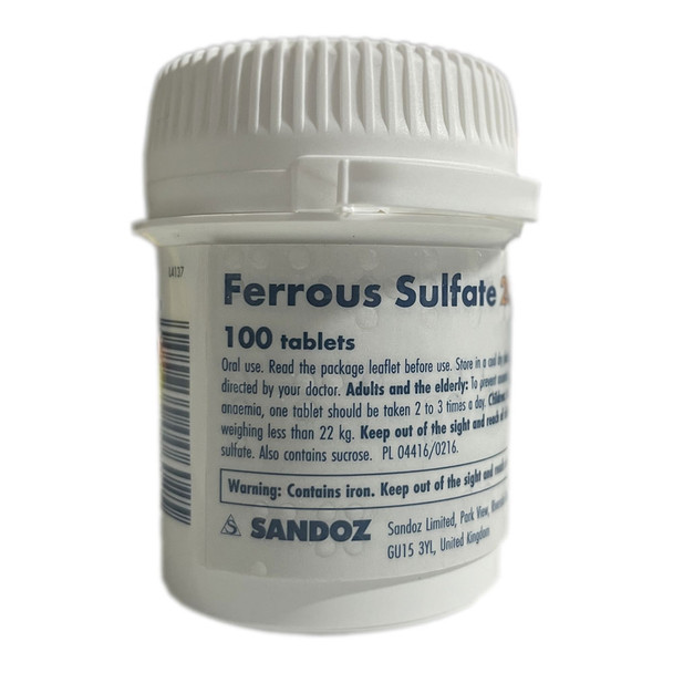 Sandoz 200mg Ferrous Sulfate 100 Tablets