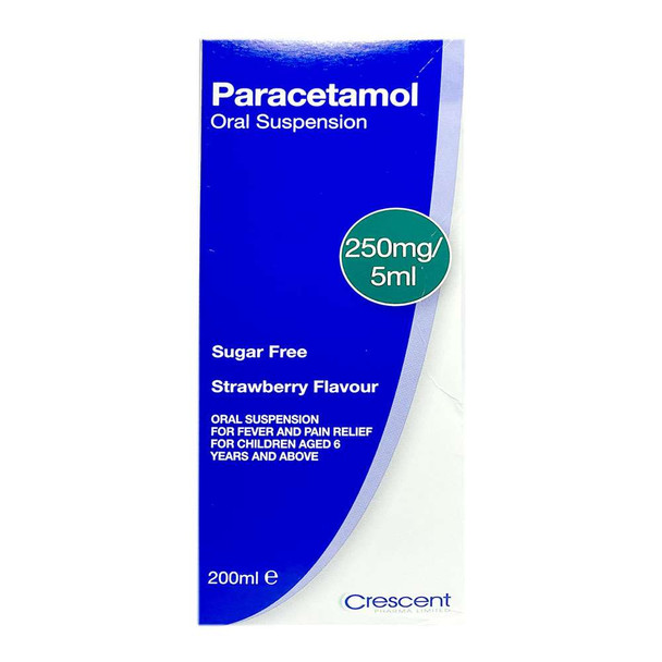 Paracetamol Oral Suspension 250mg/5ml (6+) Strawberry Flavour 200ml