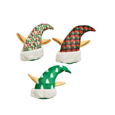 Spot Holiday Elf Hat Crinkle Plush Dog Toy, Assorted 