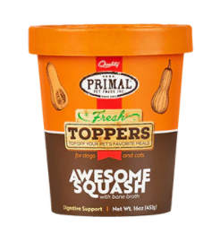 Primal Fresh Toppers Awesome Squash with Bone Broth for Dogs & Cats 16 oz