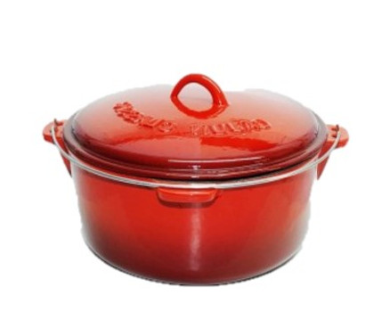 Cajun Classic - 12 Qt Enamel Coated Cast Iron Dutch Oven - Red