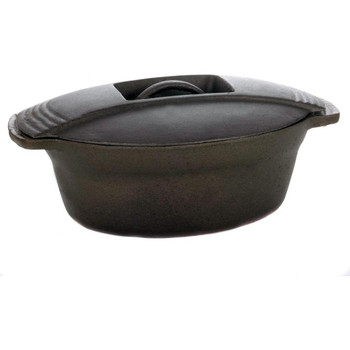 Cajun Classic - Cast Iron Oval Casserole Dish w/Cast Iron Crawfish