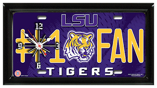 LSU #1 Fan License Plate Clock