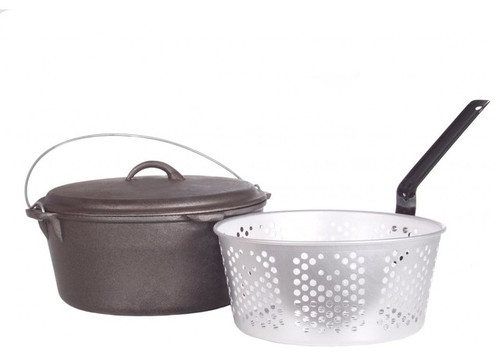 Cajun Classic - 9 Qt  Cast Iron  Dutch Oven w/ Fry Basket Pre-Seasoned