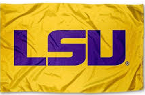 LSU 3x5 Gold/Purple Sleeved Applique Nylon Flag
