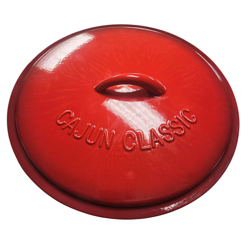 Cajun Classic - 12 Qt Enamel Coated Cast Iron Dutch Oven - Red 