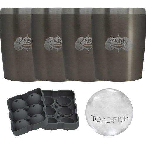TOADFISH - Non-Tipping 10oz Rocks Tumbler w/ice tray (Set of 4) - Graphite TOADFISH - Non-Tipping 10oz Rocks Tumbler w/ice tray (Set of 4) - Graphite