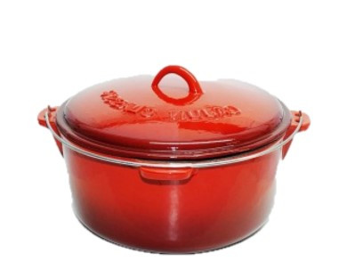Cajun Classic 12 Qt Enamel Coated Cast Iron Dutch Oven Red