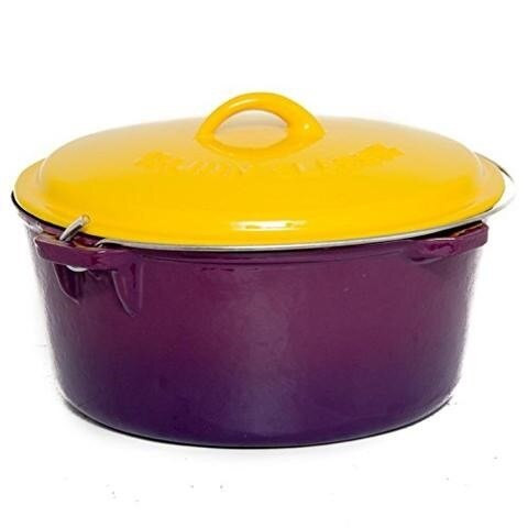 Cajun Classic - 9 Qt. Cast Iron Dutch Oven - Purple & Gold