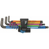 Hexagon key L-wrench set, with retainer ball Multi-colour plastic sheathed, Hex-Plus 9