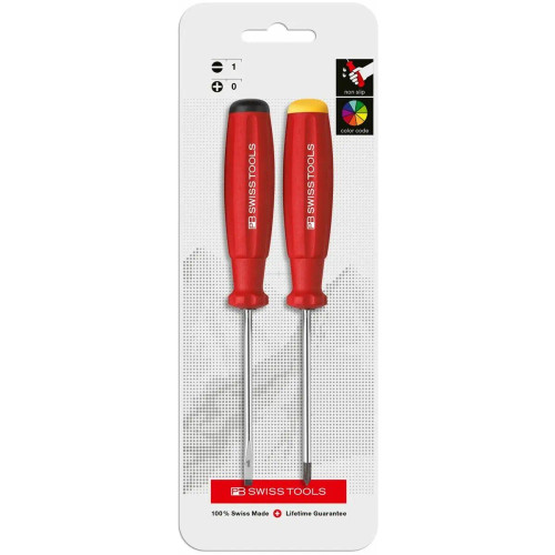 SwissGrip screwdriver set for slotted and Phillips screws, in skin pack