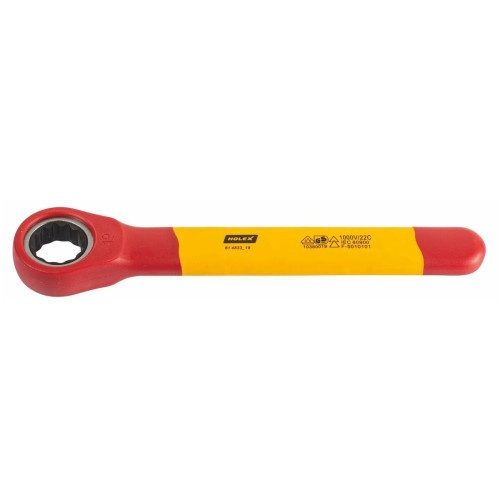 Single ended ratchet ring spanner fully insulated