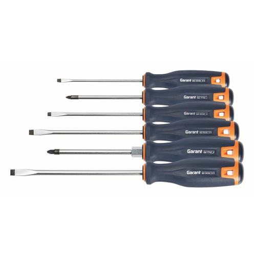 Workshop screwdriver set, 6 pieces for slot-head and Pozidriv 4/2