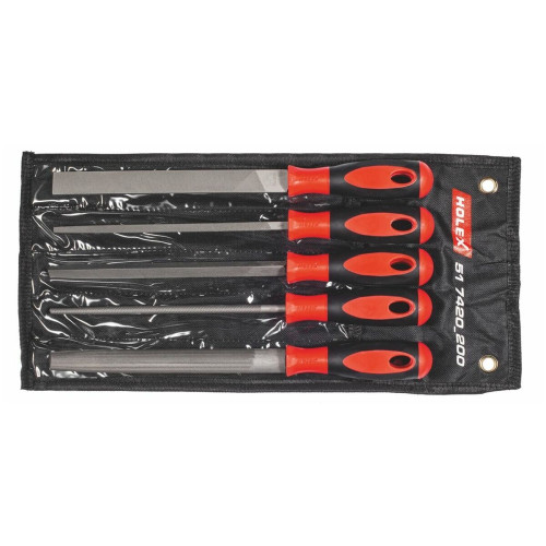 File set with 2-component handle, 5 pieces in a tool roll Cut 2